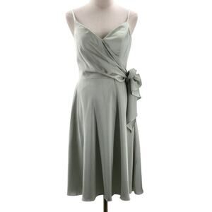 AW BRIDAL 4 S sage green Marina satin bridesmaid party gala knee dress NEW B173